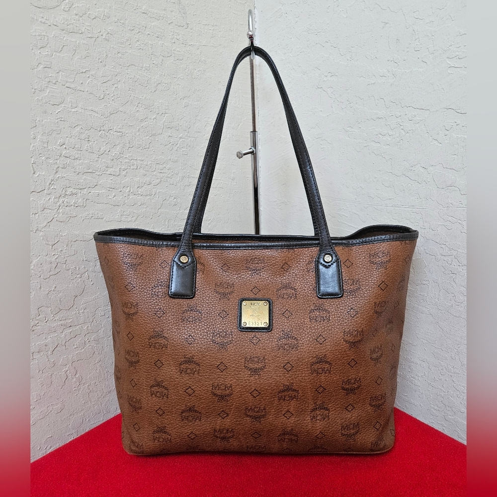 MCM Dark Brown Shoulder Tote Bag AUTHENTIC